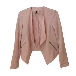 H&M Light Pink Crepe Jacket With Silver Zippers